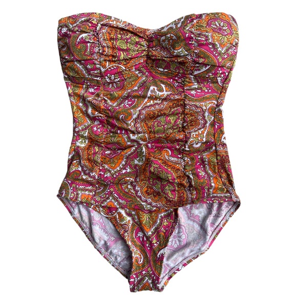 Tommy Bahama Paisley Bandeau One Piece Swimsuit